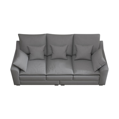 Divano moderno grigio 78,7 in poliestere a 3 posti con cuscini e gambe in legno massello per soggiorno