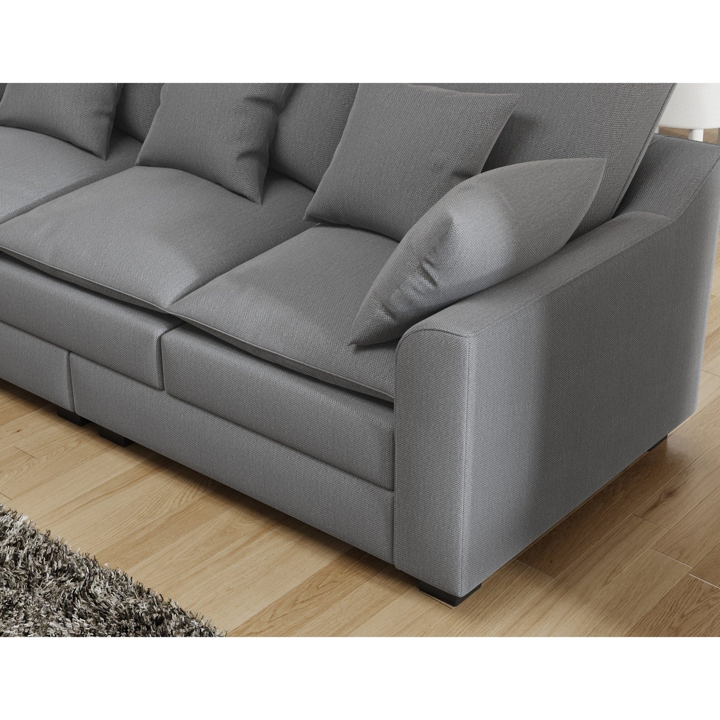 Divano moderno grigio 78,7 in poliestere a 3 posti con cuscini e gambe in legno massello per soggiorno