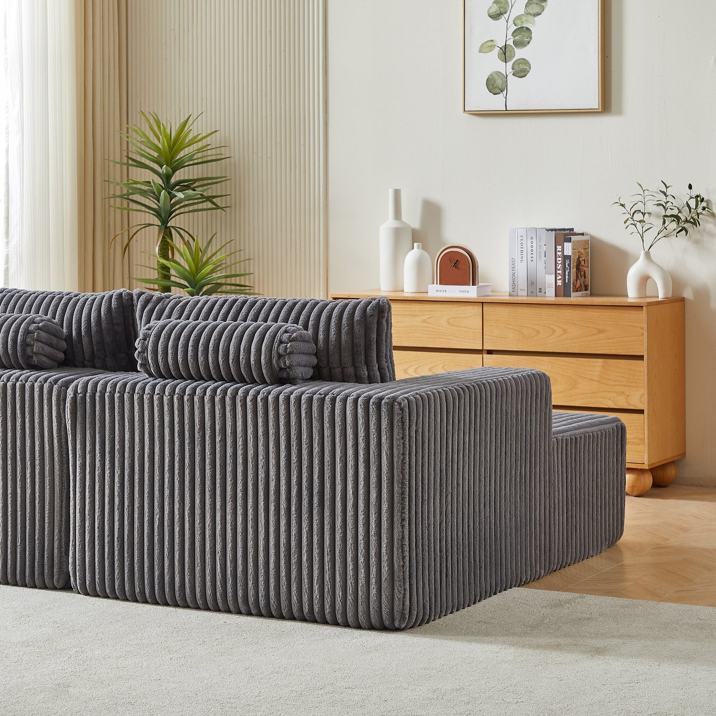 Divano letto componibile moderno grigio 87 Cloud Plush con cuscini per soggiorno