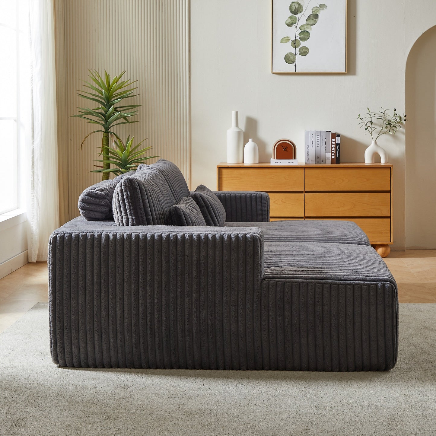 Divano letto componibile moderno grigio 87 Cloud Plush con cuscini per soggiorno