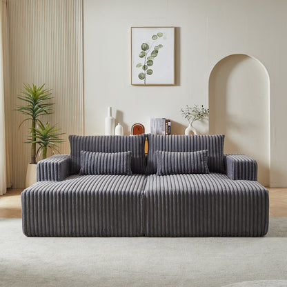 Divano letto componibile moderno grigio 87 Cloud Plush con cuscini per soggiorno