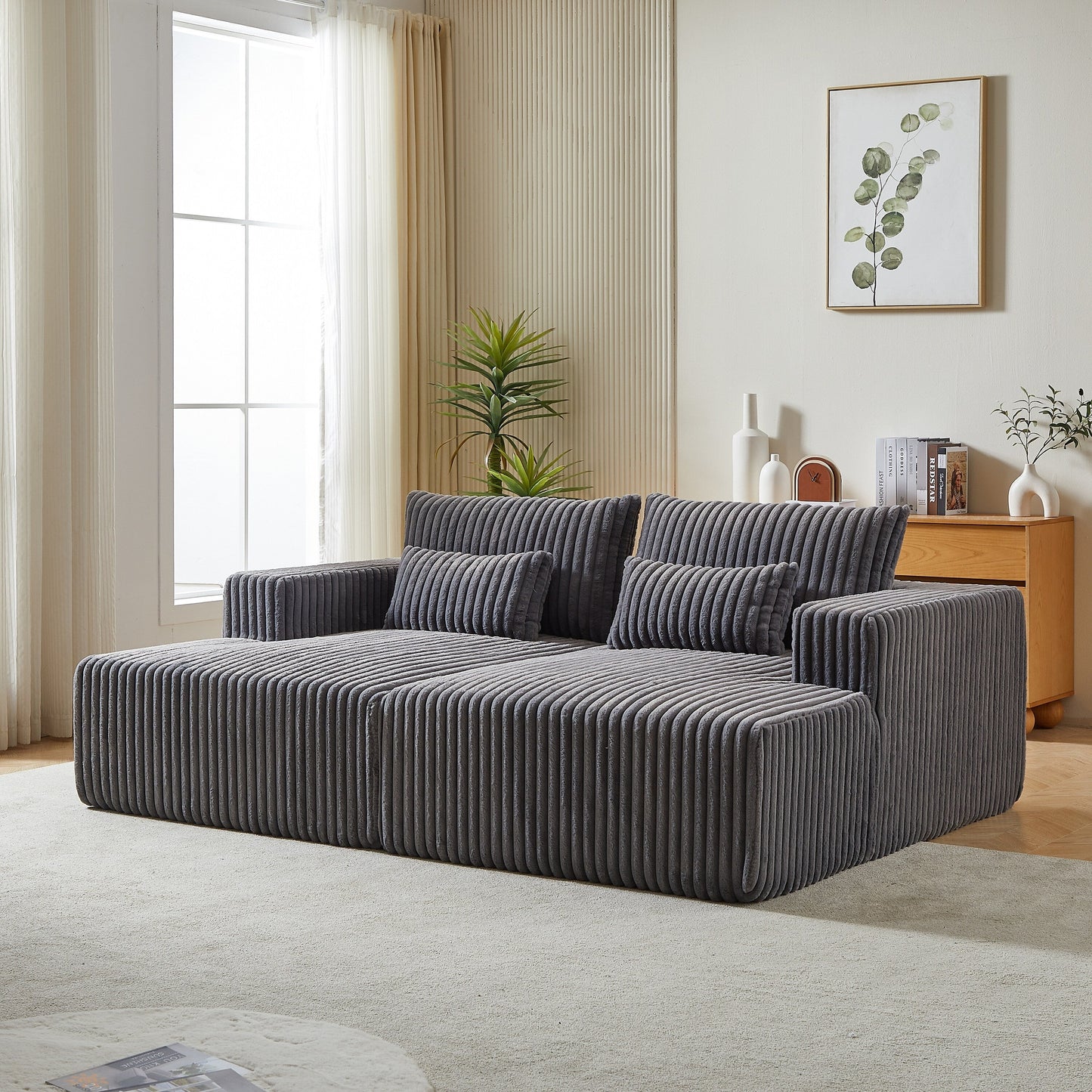 Divano letto componibile moderno grigio 87 Cloud Plush con cuscini per soggiorno