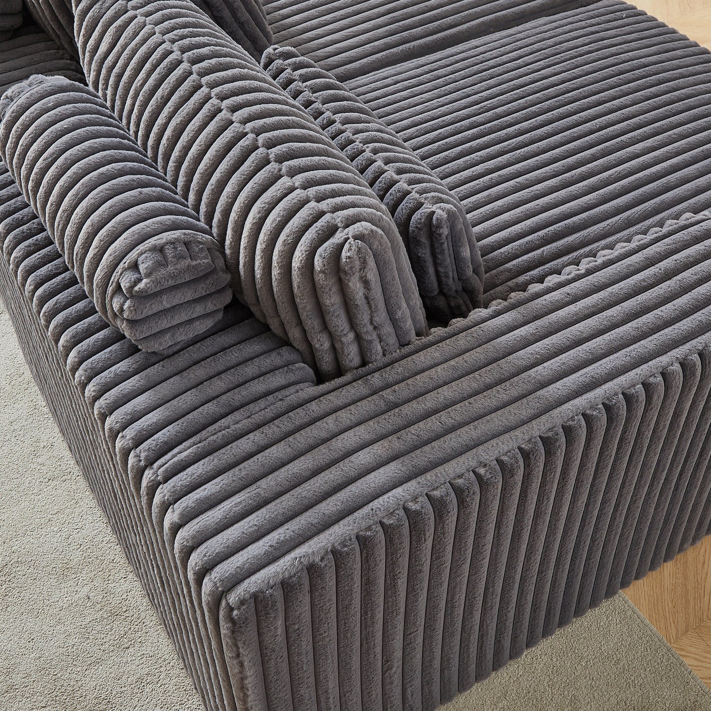 Divano letto componibile moderno grigio 87 Cloud Plush con cuscini per soggiorno