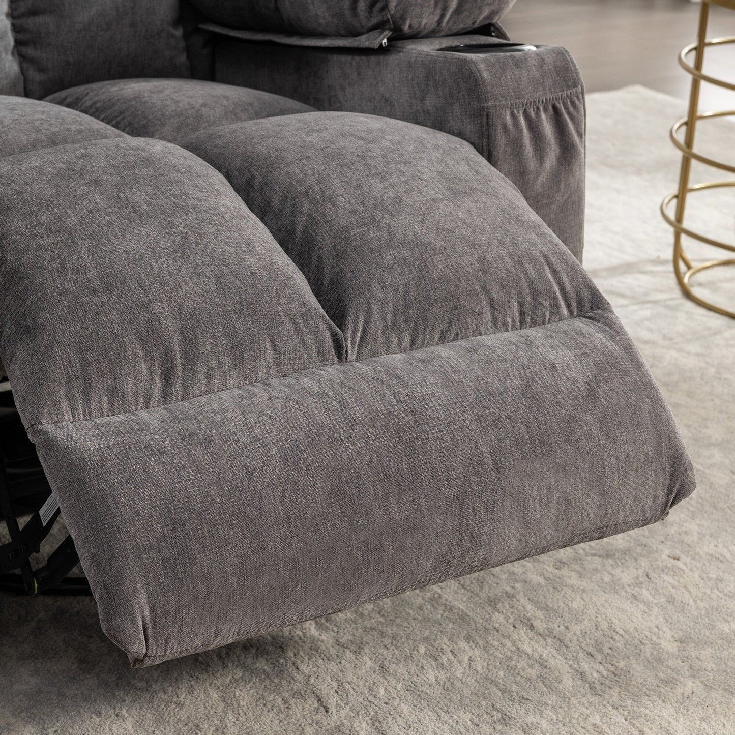 Poltrona reclinabile oversize grigia con riscaldamento e ricarica USB