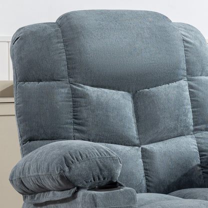 Poltrona reclinabile oversize grigia con massaggio, riscaldamento, USB e portabicchieri