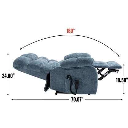 Poltrona reclinabile elettrica grigia con riscaldamento, massaggio, doppi motori, posizionamento infinito, supporta fino a 350 libbre