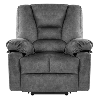 Poltrona reclinabile elettrica grigia con massaggio e posizioni regolabili
