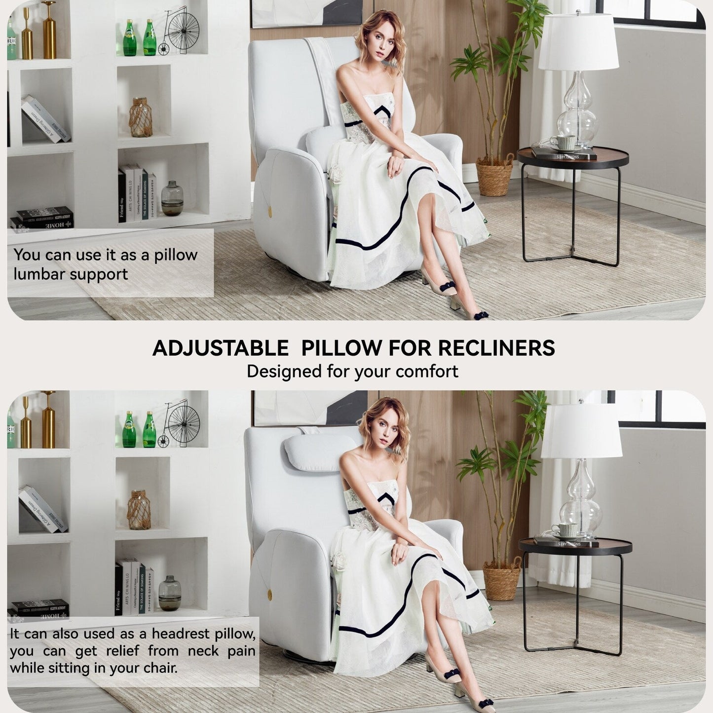 Poltrona reclinabile elettrica grigia con rotazione di 270° e porte di ricarica USB