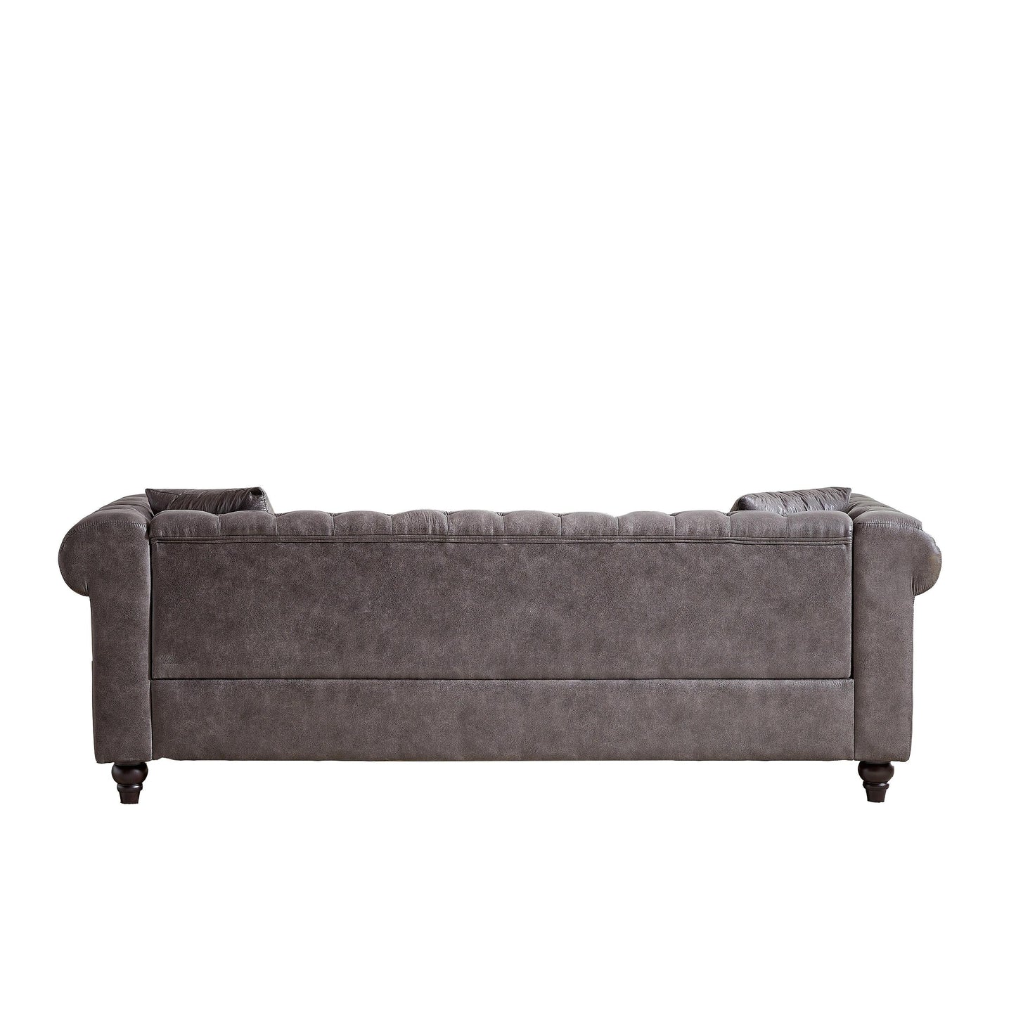 Divano Chesterfield a 3 posti in tessuto tecnico grigio