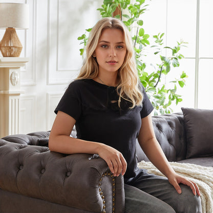 Divano Chesterfield a 3 posti in tessuto tecnico grigio