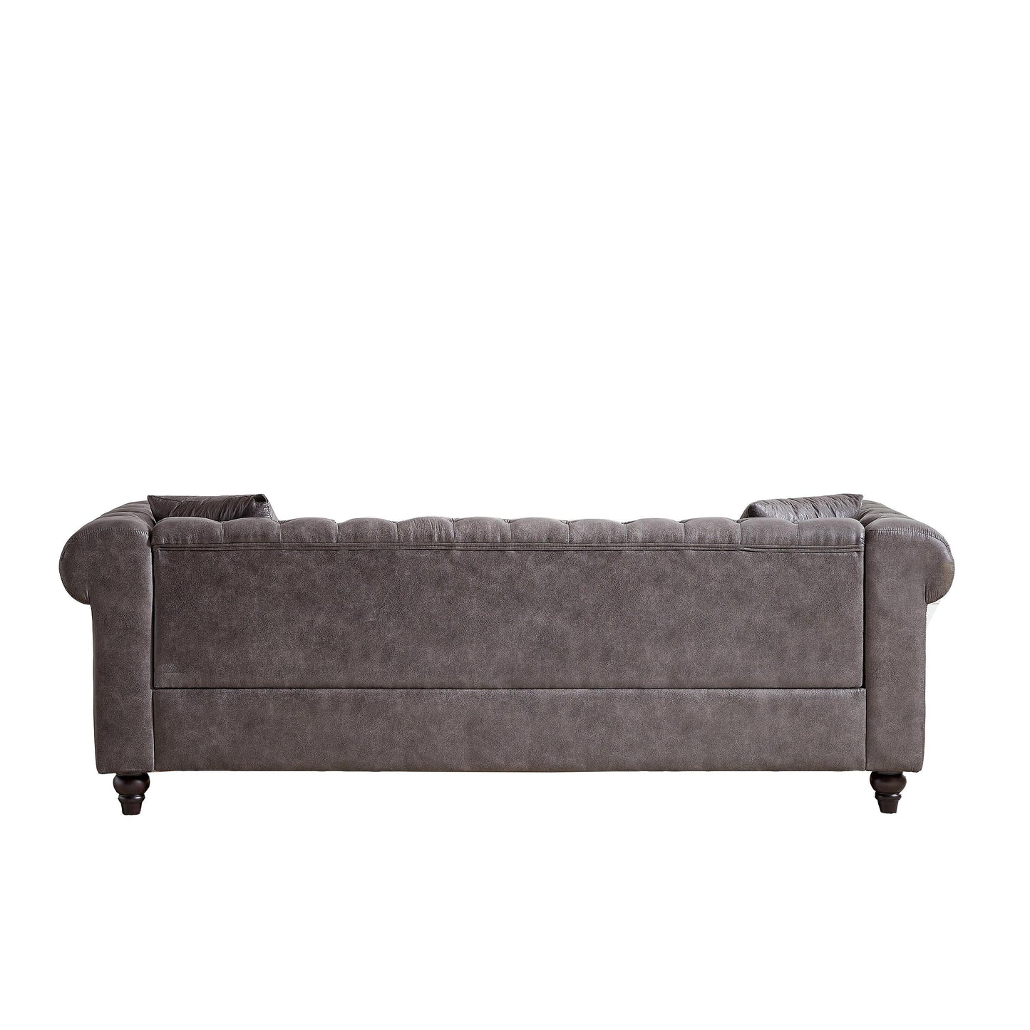 Divano Chesterfield a 3 posti in tessuto tecnico grigio