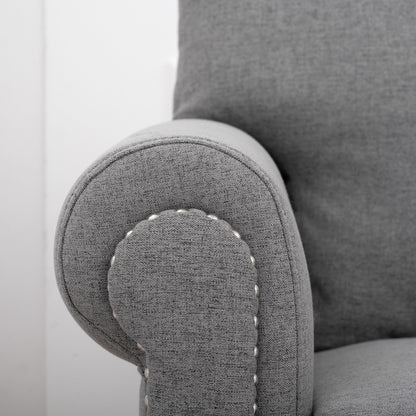 Divano a 3 posti imbottito grigio con borchie