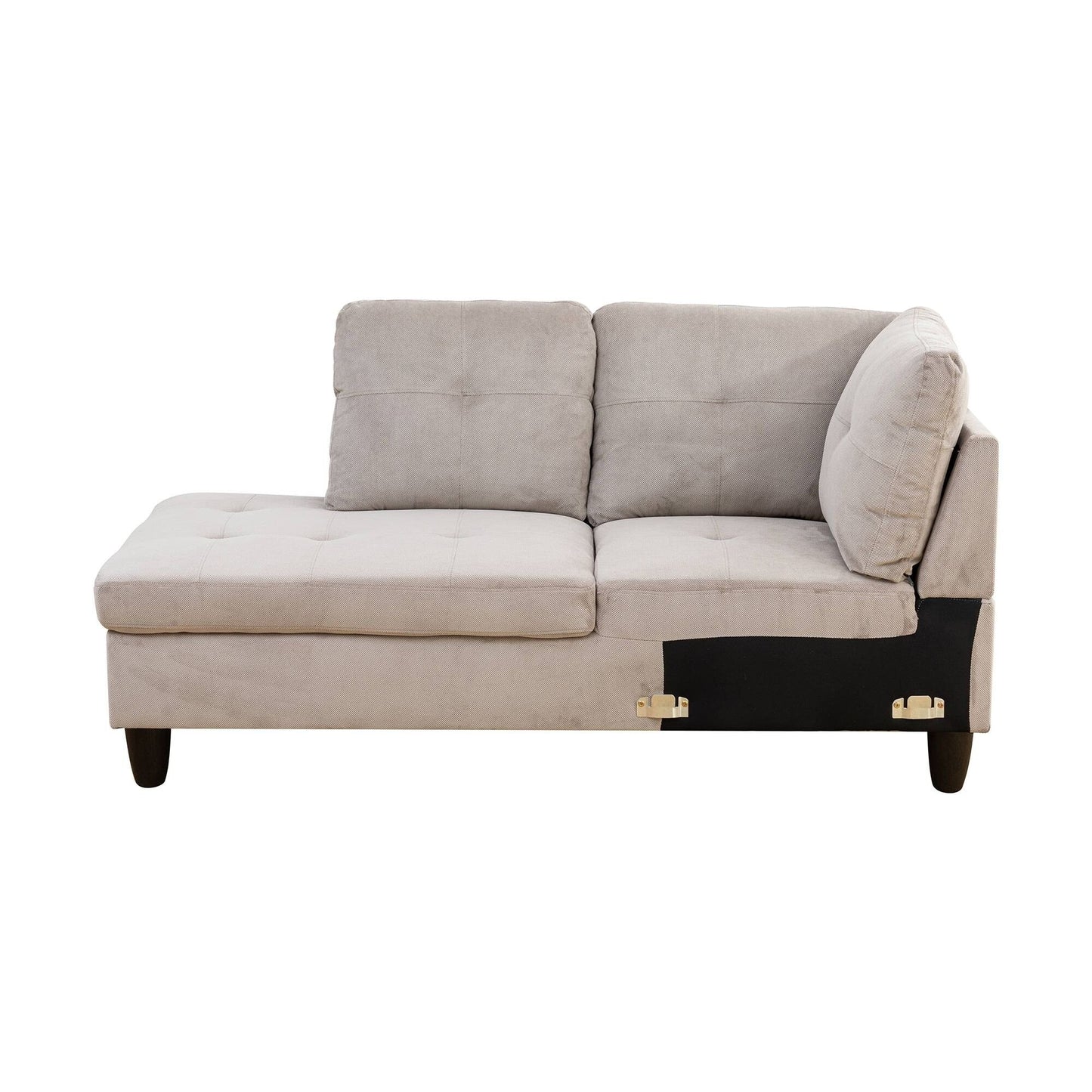 Set di divani da soggiorno in velluto a coste grigio bianco, 3 pezzi