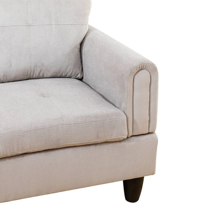 Set di divani da soggiorno in velluto a coste grigio bianco, 3 pezzi