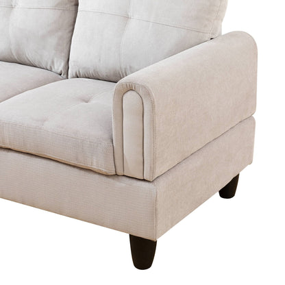 Set di divani da soggiorno in velluto a coste grigio bianco, 3 pezzi