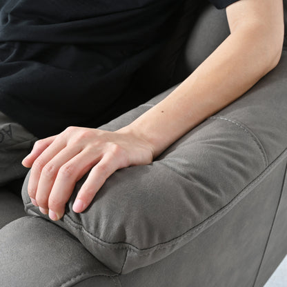 Poltrona reclinabile elettrica con seduta larga grigia, telecomando, tasca laterale e funzioni di reclinazione regolabili