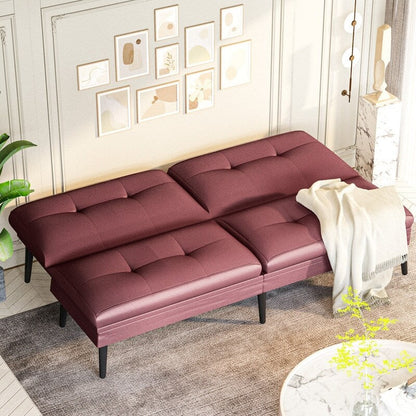 Divano letto futon trasformabile Grondin, divano letto con schienale regolabile in 5 angolazioni e 2 cuscini, poltrona reclinabile in stile moderno.