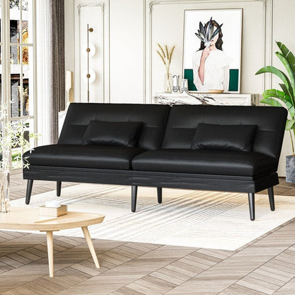 Divano letto futon trasformabile Grondin, divano letto con schienale regolabile in 5 angolazioni e 2 cuscini, poltrona reclinabile in stile moderno.