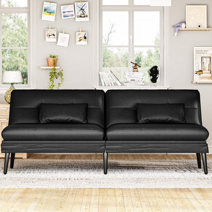 Divano letto futon trasformabile Grondin, divano letto con schienale regolabile in 5 angolazioni e 2 cuscini, poltrona reclinabile in stile moderno.
