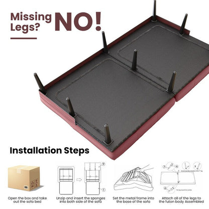 Divano letto futon trasformabile Grondin, divano letto con schienale regolabile in 5 angolazioni e 2 cuscini, poltrona reclinabile in stile moderno.