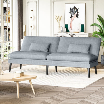 Divano letto futon trasformabile Grondin, divano letto con schienale regolabile in 5 angolazioni e 2 cuscini, poltrona reclinabile in stile moderno.
