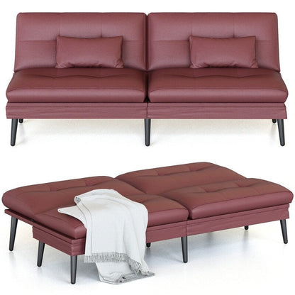 Divano letto futon trasformabile Grondin, divano letto con schienale regolabile in 5 angolazioni e 2 cuscini, poltrona reclinabile in stile moderno.