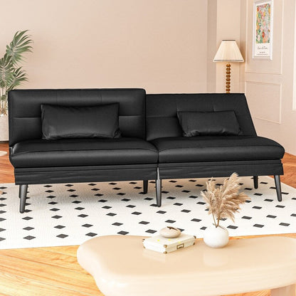 Divano letto futon trasformabile Grondin, divano letto con schienale regolabile in 5 angolazioni e 2 cuscini, poltrona reclinabile in stile moderno.