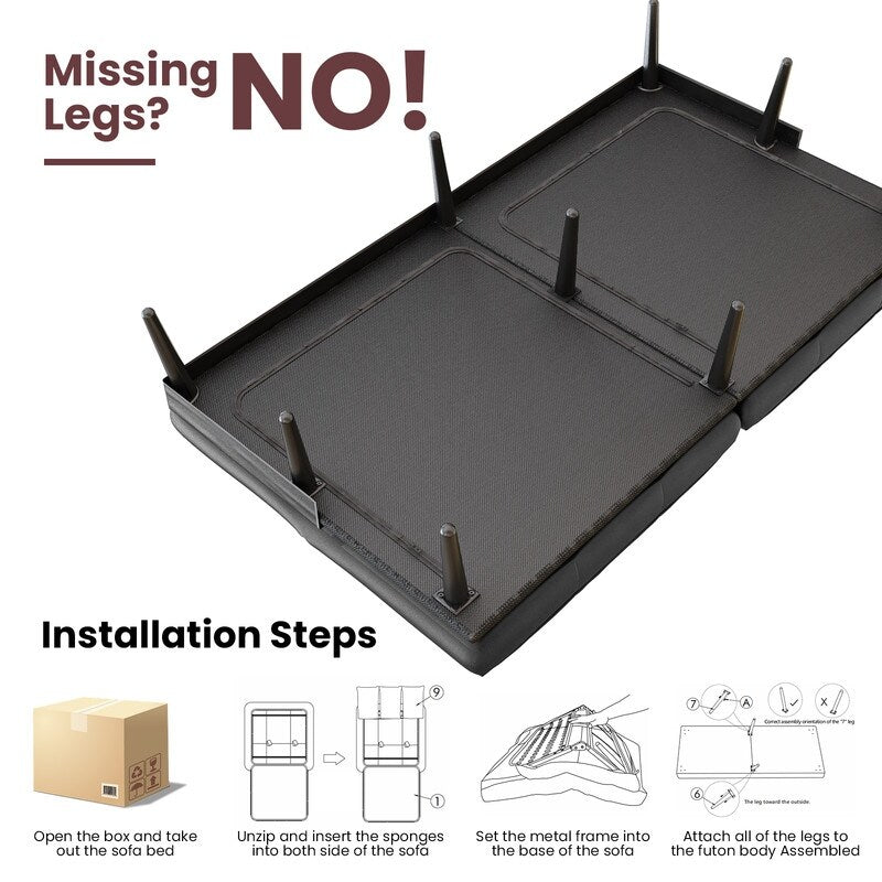 Divano letto futon trasformabile Grondin, divano letto con schienale regolabile in 5 angolazioni e 2 cuscini, poltrona reclinabile in stile moderno.