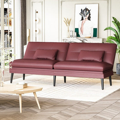 Divano letto futon trasformabile Grondin, divano letto con schienale regolabile in 5 angolazioni e 2 cuscini, poltrona reclinabile in stile moderno.