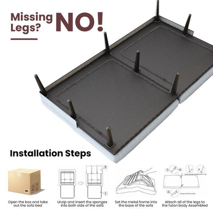 Divano letto futon trasformabile Grondin, divano letto con schienale regolabile in 5 angolazioni e 2 cuscini, poltrona reclinabile in stile moderno.