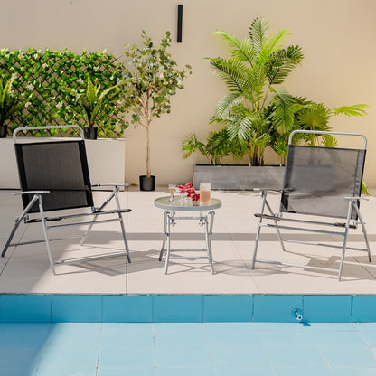Set di 3 sedie pieghevoli da giardino Gymax con tavolino e sedia extra large