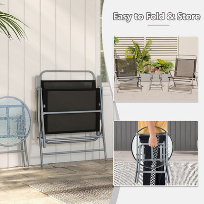 Set di 3 sedie pieghevoli da giardino Gymax con tavolino e sedia extra large