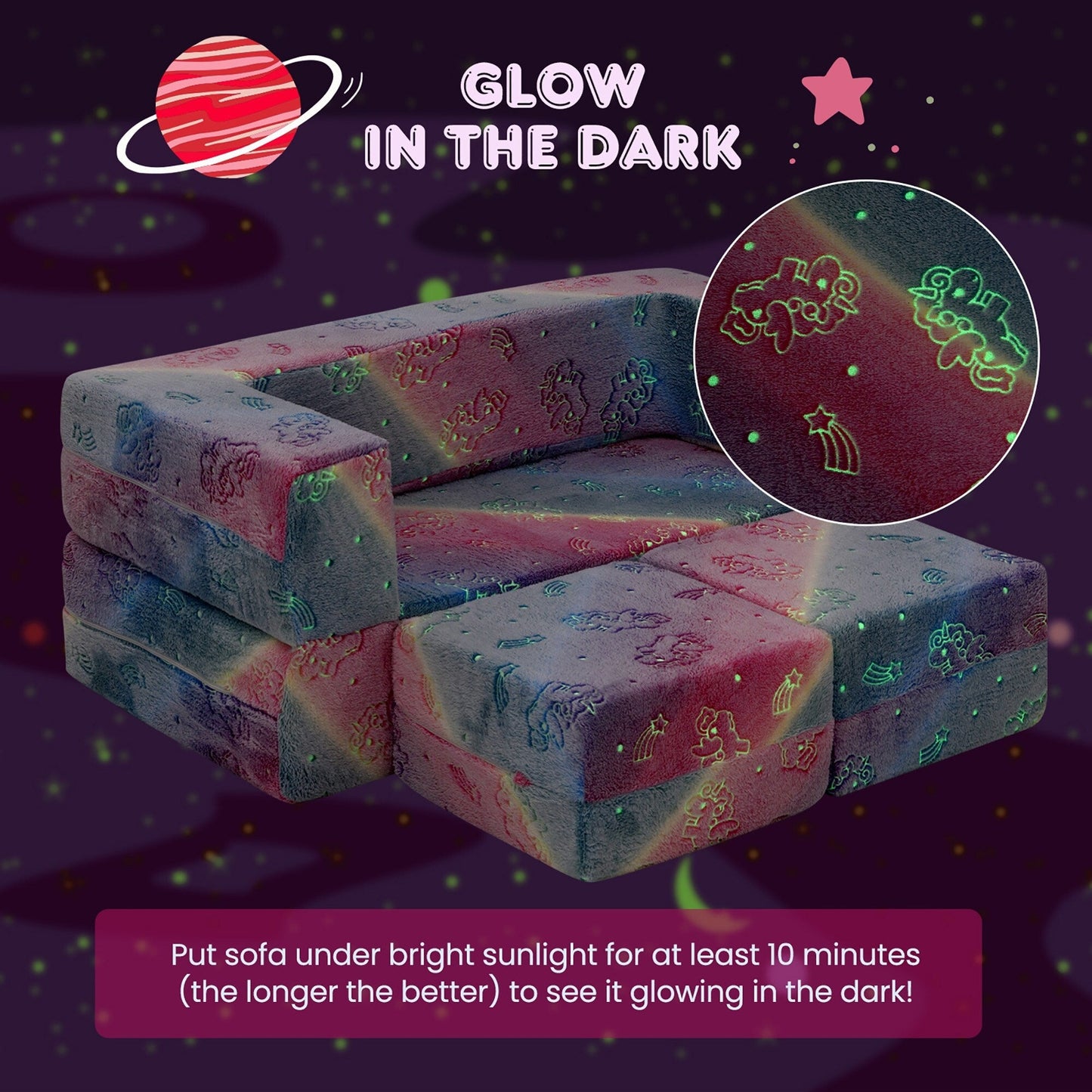 Divano pieghevole 3 in 1 per bambini Gymax, rimovibile e lavabile in lavatrice