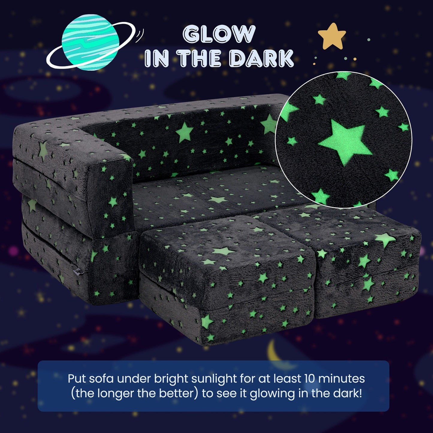 Divano pieghevole 3 in 1 per bambini Gymax, rimovibile e lavabile in lavatrice