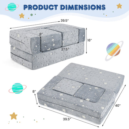 Divano pieghevole 3 in 1 per bambini Gymax, rimovibile e lavabile in lavatrice