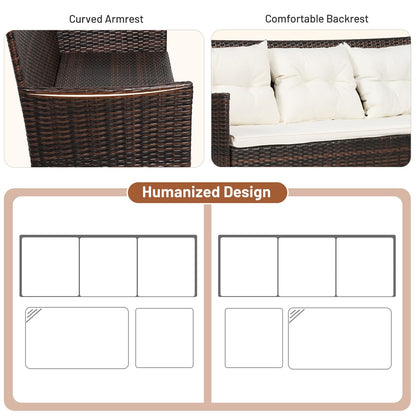 Set di mobili da conversazione in rattan per patio Gymax da 3 pezzi con schienale - Vedi dettagli