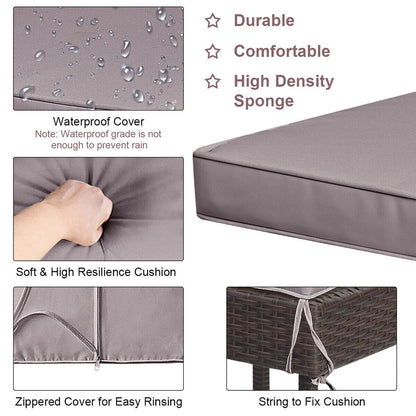 Gymax 3 pezzi tavolo da bar e sgabello da patio in rattan set da pranzo con grigio e off