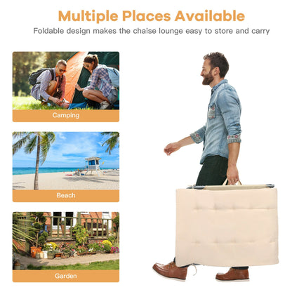 Sedia a sdraio pieghevole imbottita oversize Gymax a 4 pieghe reclinabile