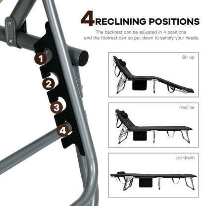 Sedia a sdraio pieghevole imbottita oversize Gymax a 4 pieghe reclinabile