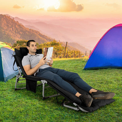 Sedia a sdraio pieghevole imbottita oversize Gymax a 4 pieghe reclinabile