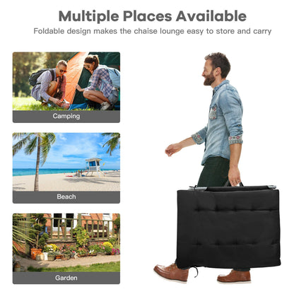 Sedia a sdraio pieghevole imbottita oversize Gymax a 4 pieghe reclinabile