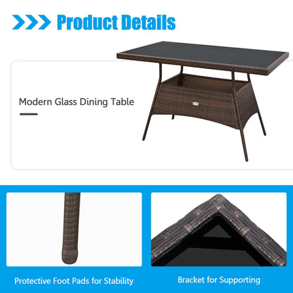 Set di mobili da esterno Gymax 5 pezzi in rattan, tavolo da pranzo e sedie da giardino