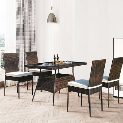 Set di mobili da esterno Gymax 5 pezzi in rattan, tavolo da pranzo e sedie da giardino