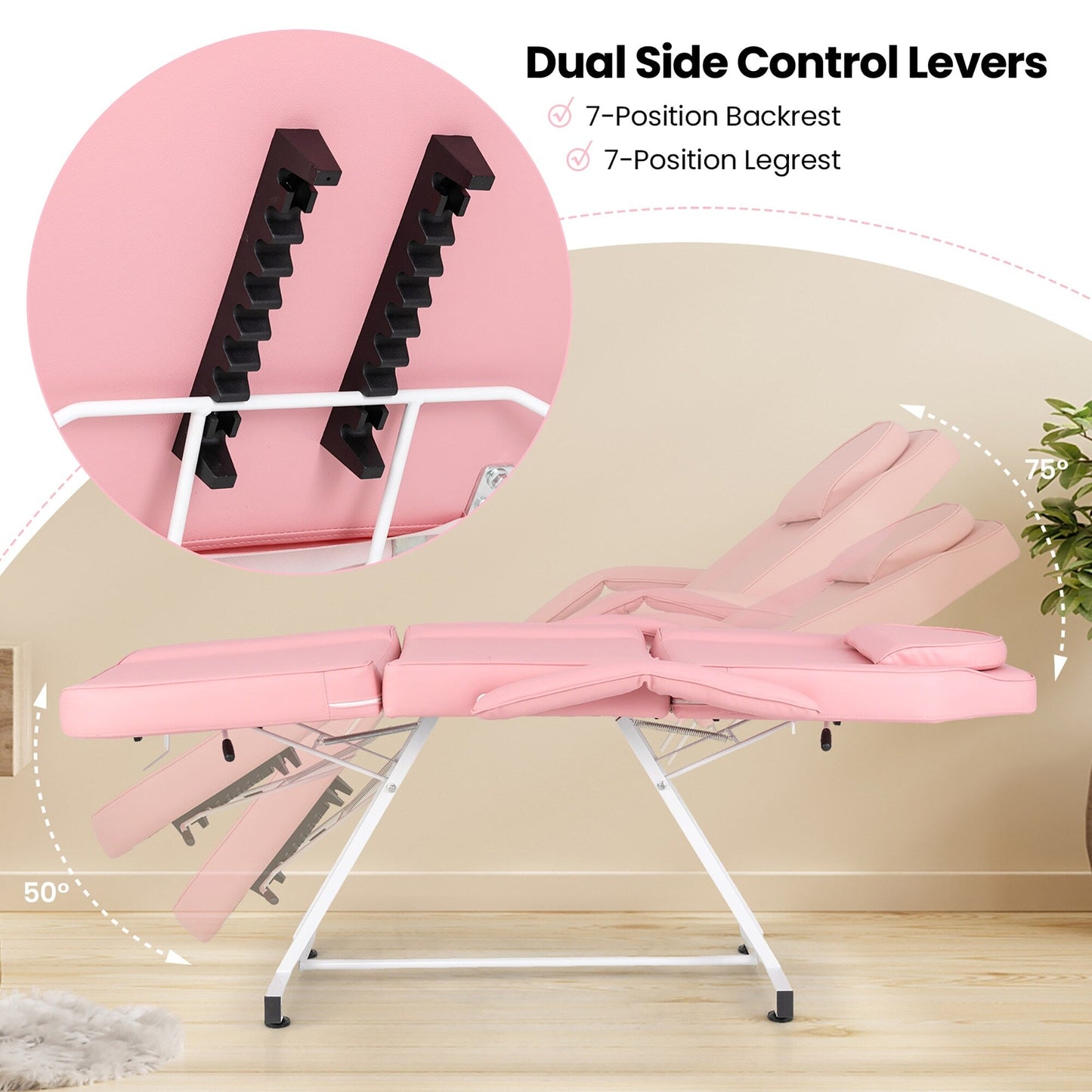 Poltrona per il viso Gymax da 73'' con sgabello idraulico, schienale regolabile e