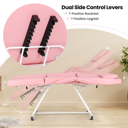 Poltrona per il viso Gymax da 73'' con sgabello idraulico, schienale regolabile e