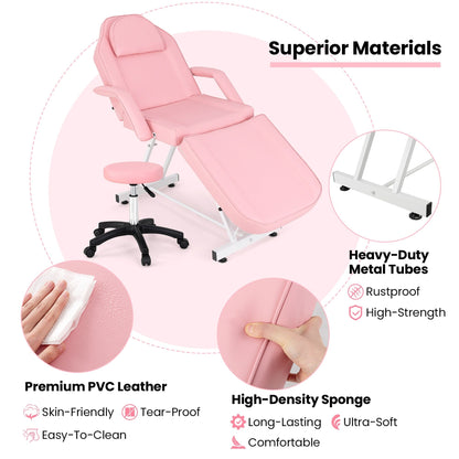 Poltrona per il viso Gymax da 73'' con sgabello idraulico, schienale regolabile e