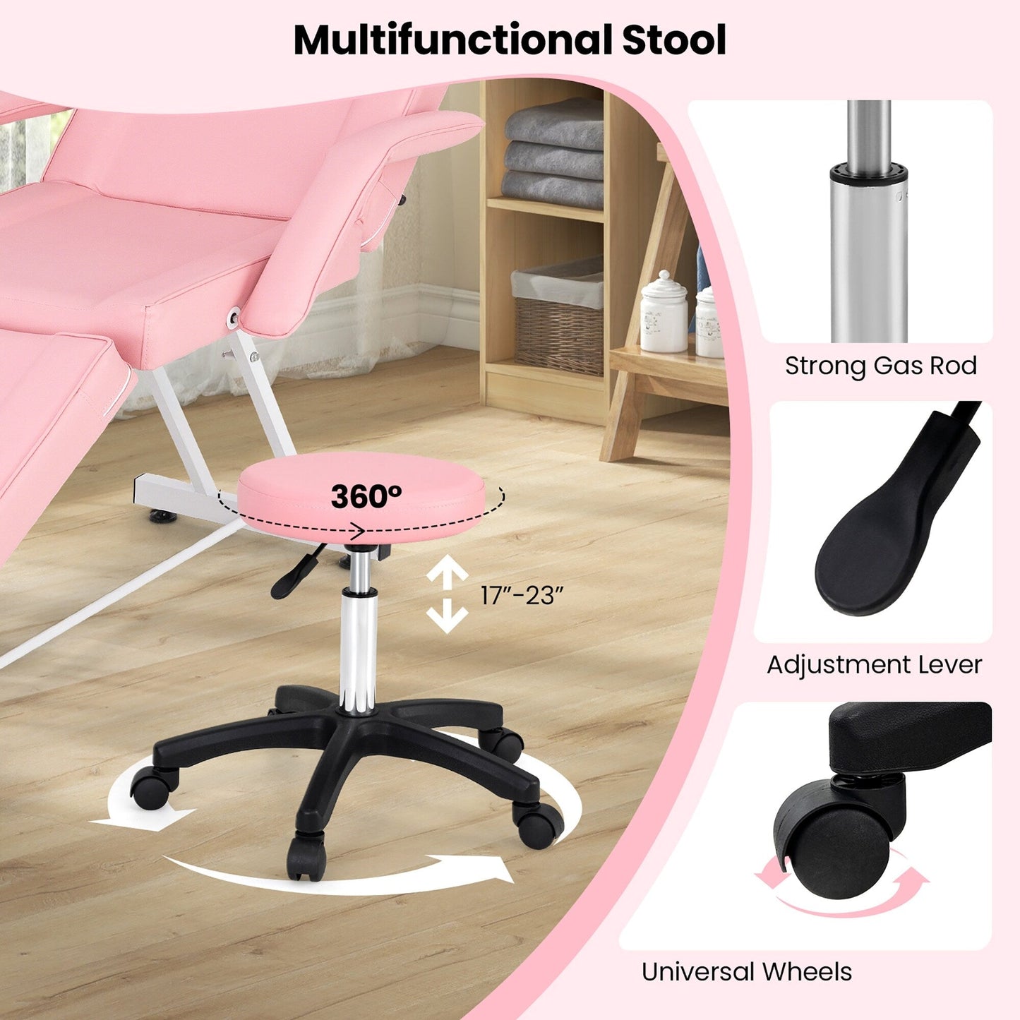 Poltrona per il viso Gymax da 73'' con sgabello idraulico, schienale regolabile e