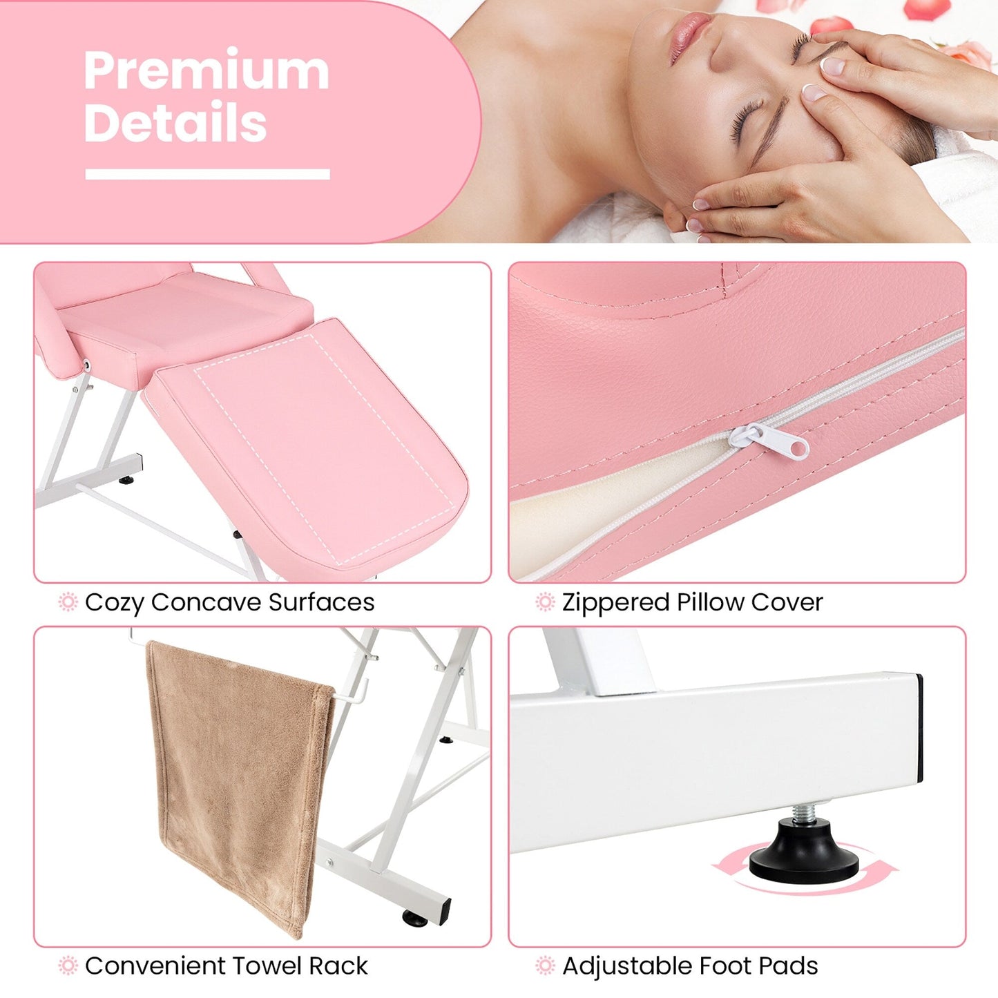 Poltrona per il viso Gymax da 73'' con sgabello idraulico, schienale regolabile e