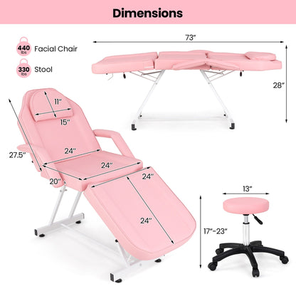 Poltrona per il viso Gymax da 73'' con sgabello idraulico, schienale regolabile e