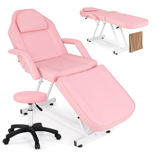 Poltrona per il viso Gymax da 73'' con sgabello idraulico, schienale regolabile e